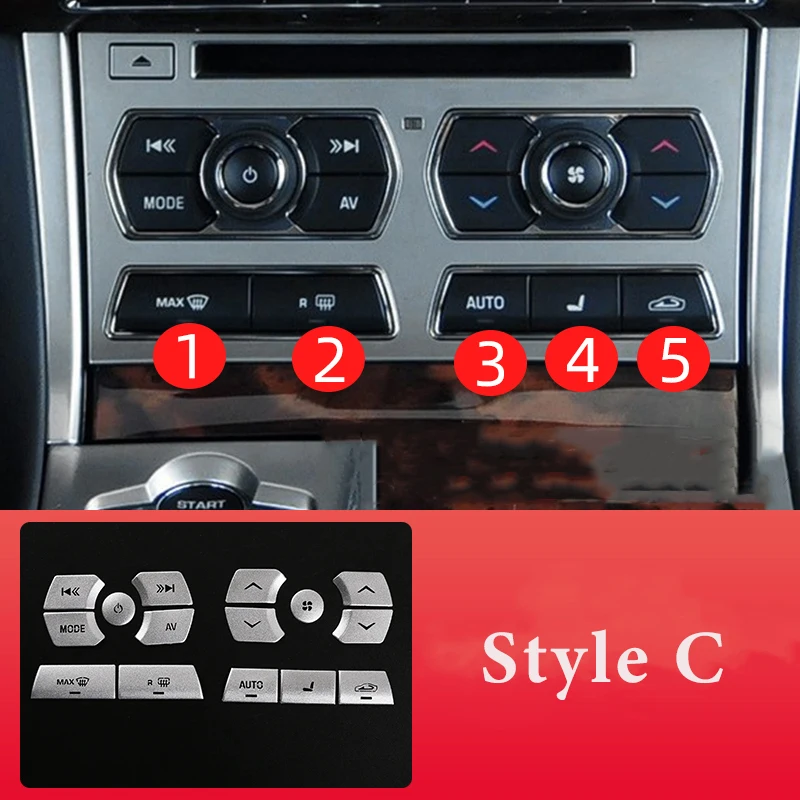 For Jaguar XF 2012-2015 Aluminium Car Central Control Air Conditioning Multimedia Button Cover Sticker Interior Accessories image 3