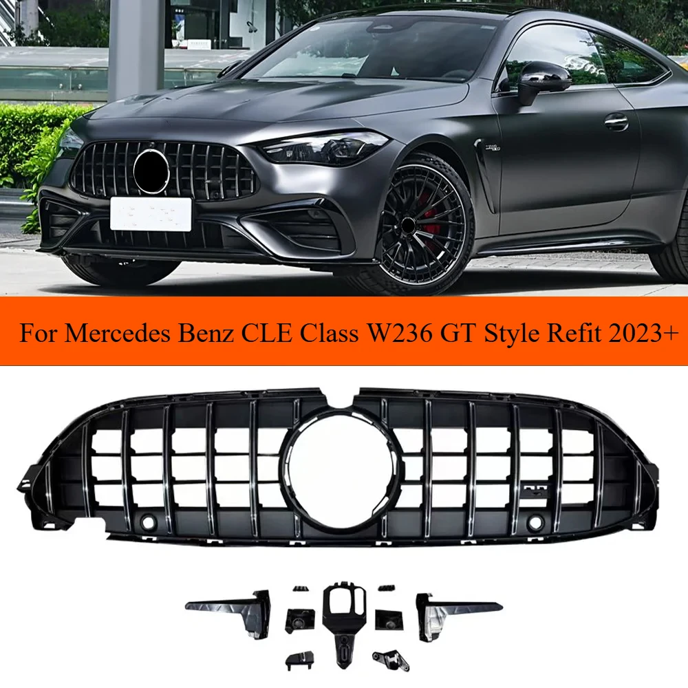 GT Style 2023+ for Mercedes Benz CLE Class W236 CLE200 CLE220 CLE300 CLE450 CLE53 Front Bumper Grille Inlet Radiator Mesh Grills