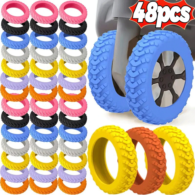 8/48pcs Luggage Wheels Protector Silicone Wheels Caster Shoes Travel Luggage Suitcase Reduce Noise Wheel Guard Cover Accessories