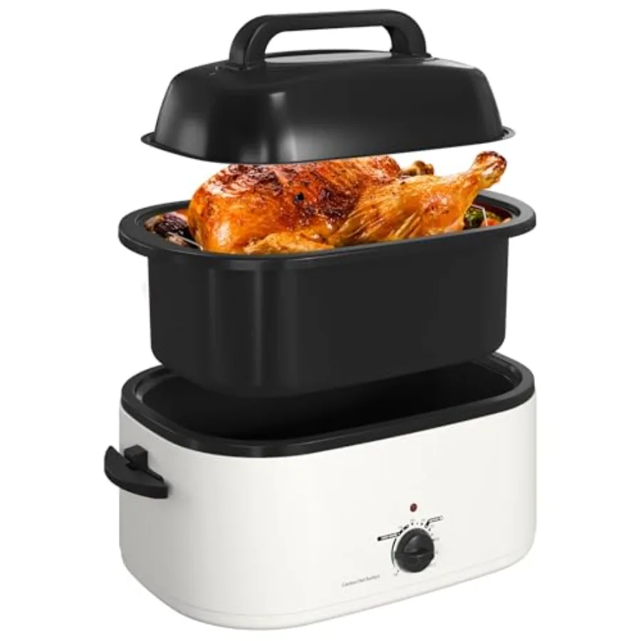 22-Quart Electric Roaster Oven with Visible Self-Basting Lid, Turkey Roaster Oven with Removable Pan and Rack, Perfect for Larg
