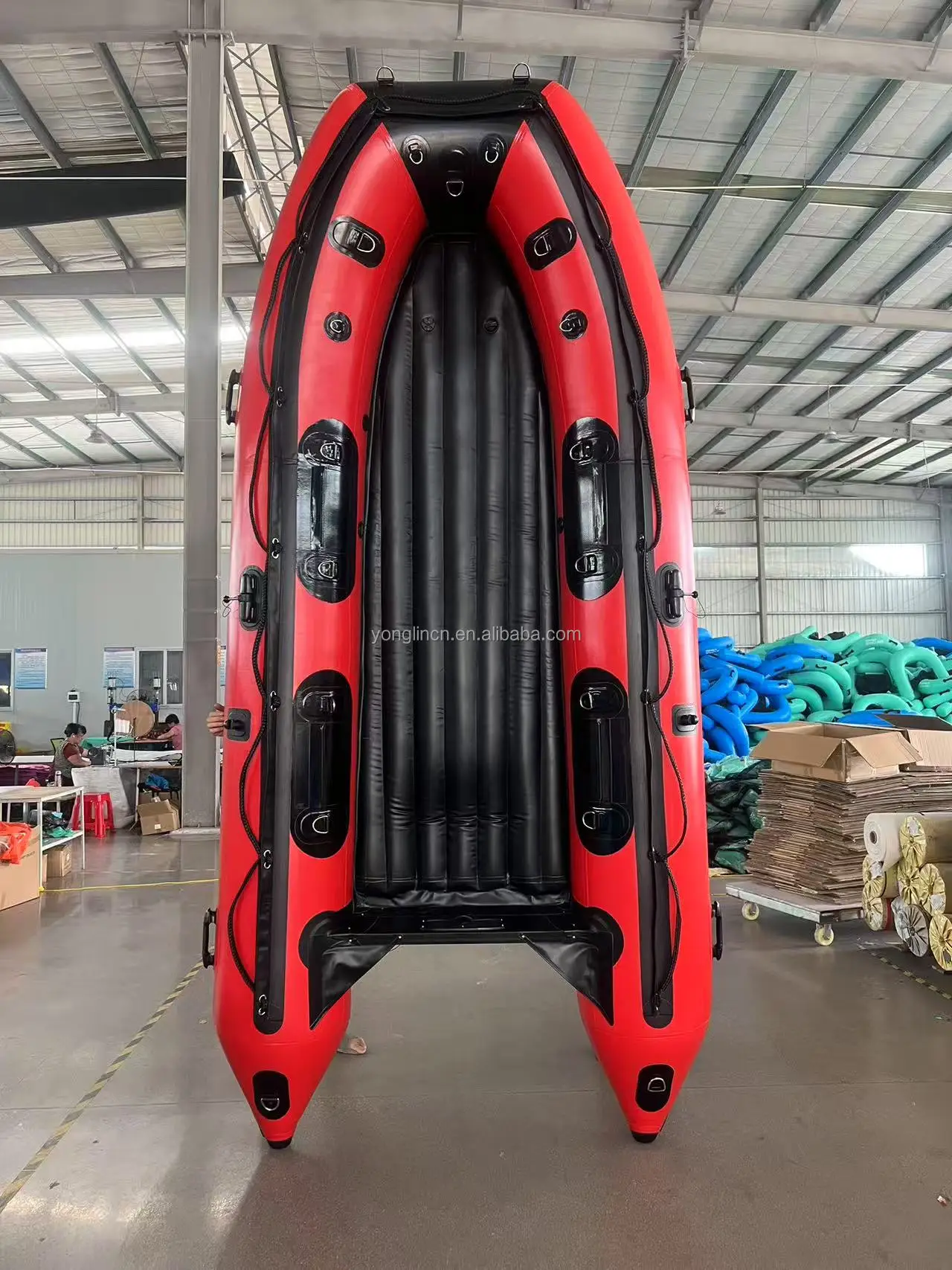 Heavy Duty PVC Rigid Inflatable Sport Yacht Boat With Outboard Engine 380x170cm 6 Persons Capacity Durable & Stable