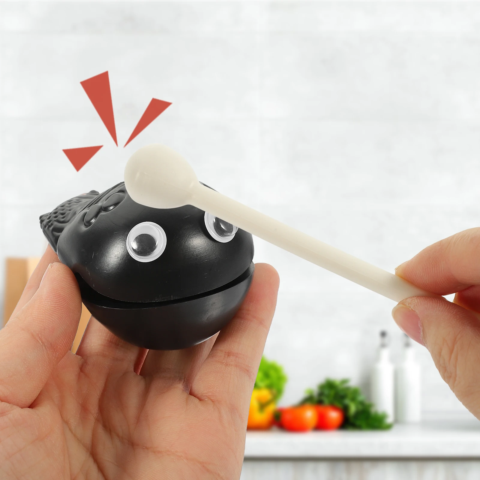 2 セット 2 インチ黒打楽器ストレスリリーフギフトプラスチックテンプルブロックおもちゃミュージカル事務用品