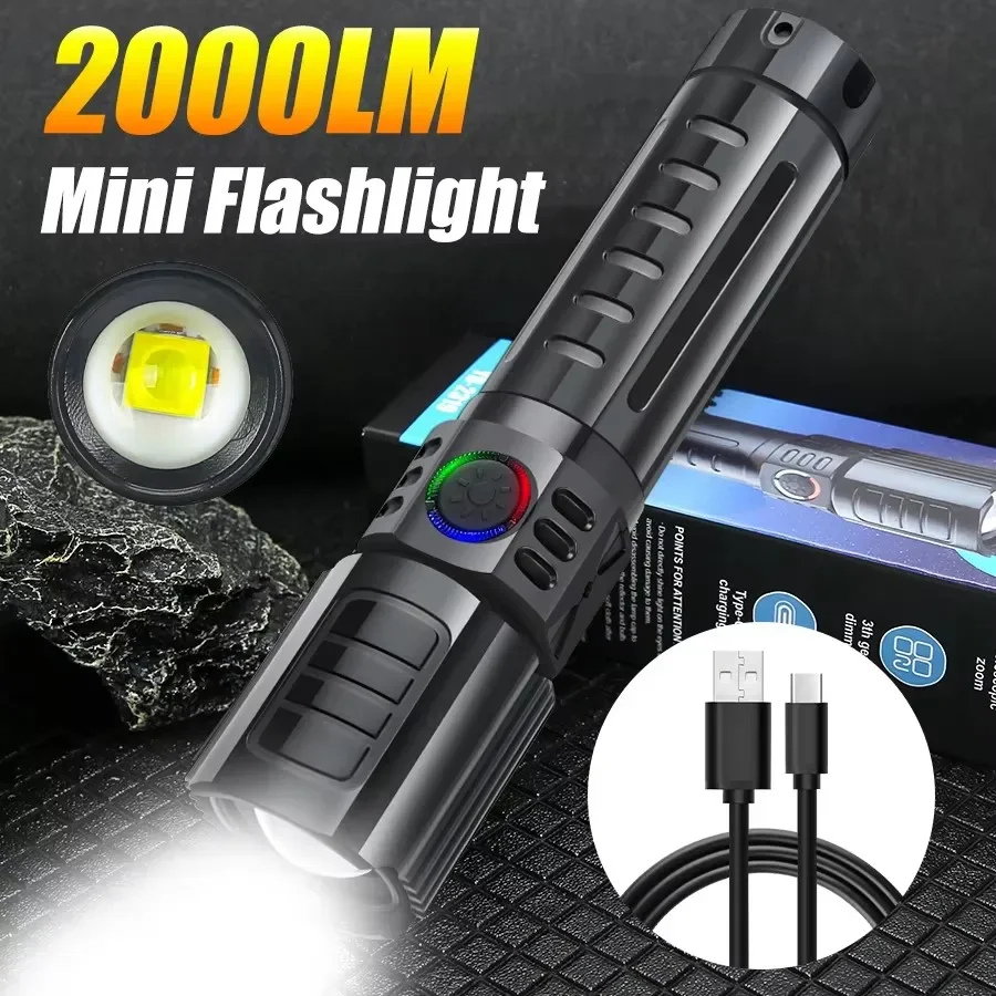 

Nice XHP50 Powerful LED Flashlights High Brightness Camping Lantern Strong Lights Outdoor Torch USB Rechargeable Emergency LED