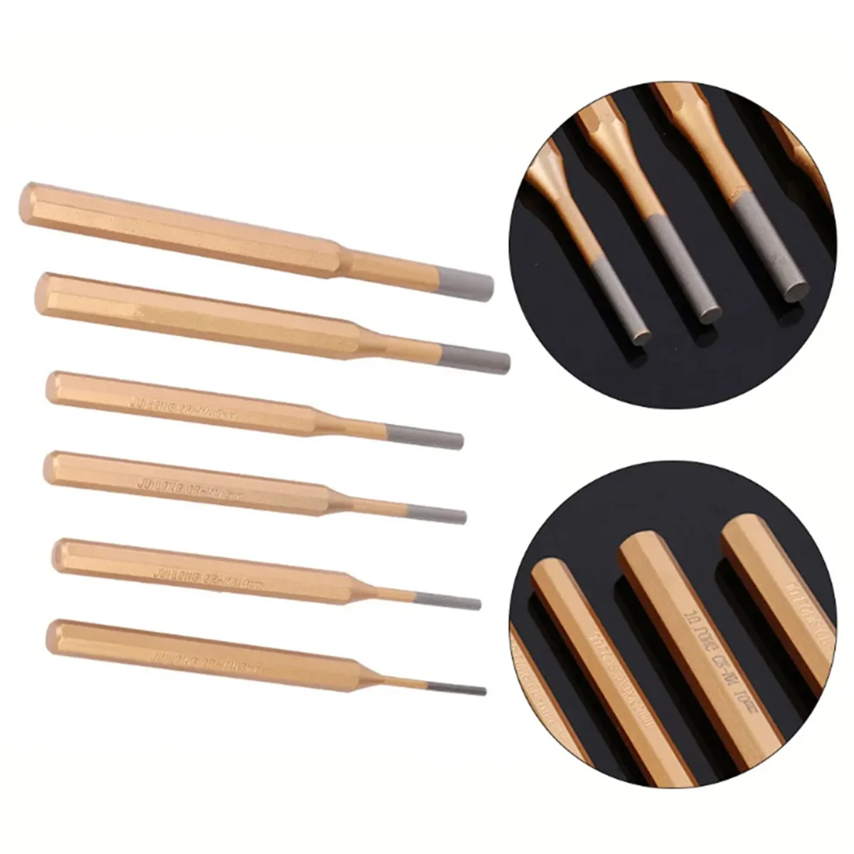 6Pcs 3-8mm Cylindrical Punch Chisel Alloy Steel Steel Round Head Center Punch Chisel Percussion Punch Needle Hand Tools