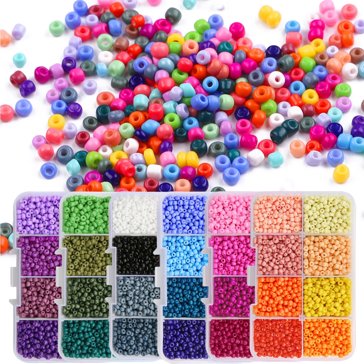 About3400Pcs8 Grid Set 3mm Solid Color Paint Rice Beads Scattered Beads Handmade DIY Making Jewelry Bracelet Necklace Jewelry Ac