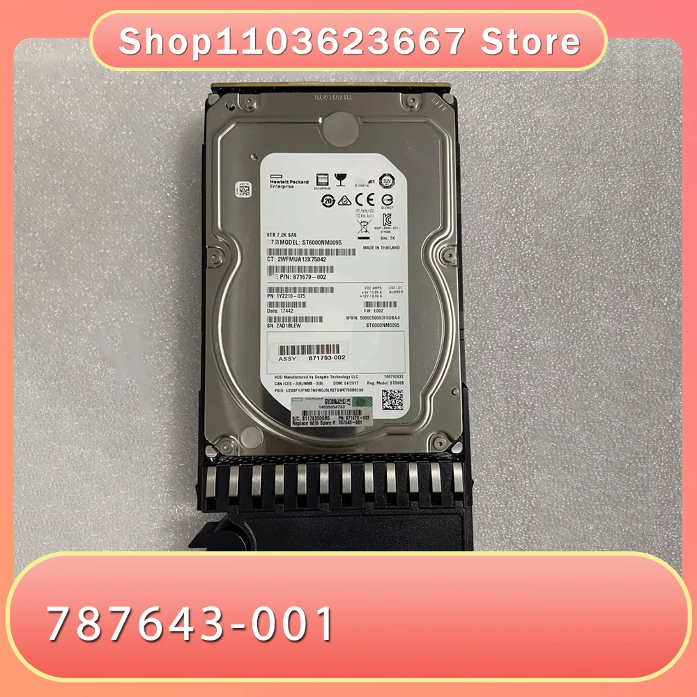 For HP J9F43A 6T 12G 7.2K P2000 MSA2000 Storage Hard Disk 787643-001