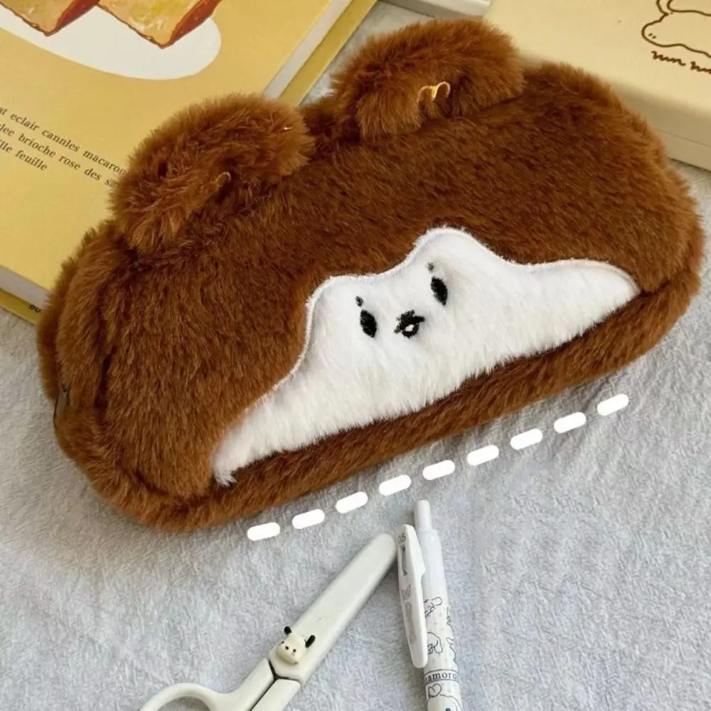 Corgi Puppy Plush Pencil Case Squirrel Stuffed Animal Stationery Bag Cute Design Makeup Bag Dog Pencil Bag Office Supplies