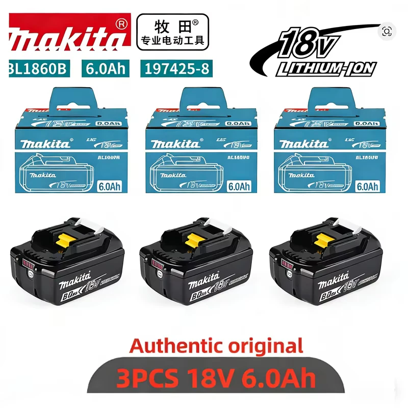 

【 Быстрая доставка】Аккумулятор Makita 18В –6.0Ач, для дрелей Makita DTW700 DHR202 DGA404 DDF487 DTD173 DJV182 HR140Z