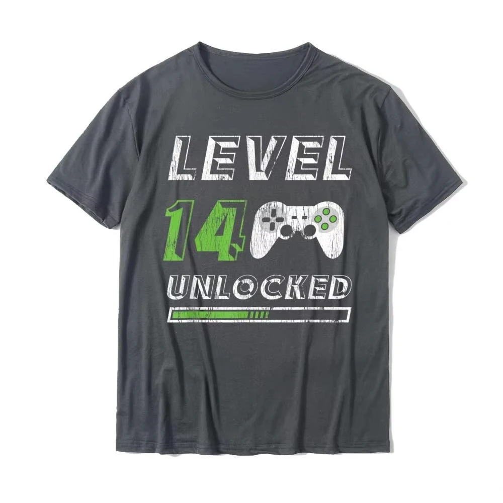 

Level 14 Unlocked - 14 Year Old Gamer Funny Birthday T-Shirt Cotton Tops & Tees For Men Custom Top T-Shirts Crazy New Design