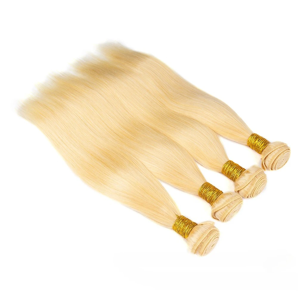 1/3개 613 블론드 번들 인모 스트레이트 10-30인치 100% 미가공 버진 인모 헤어 익스텐션 12A 등급 웨이브 풀 엔드