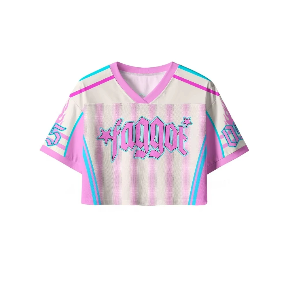 Trendige Y2K-Sportbekleidung, beliebte Mesh-Streetwear, lustige Sportbekleidung, Sport-V-Neck-Crop-Tops, Fußballtrikots, Damen- und Herrenbekleidung – Detail 4