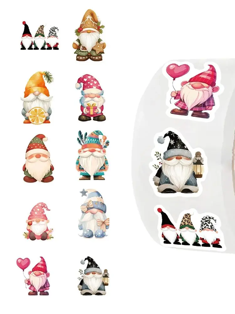 500 stks/rol Gnome Dwerg Stickers Decoratie Cartoon Afdichting Stiker DIY PVC Laptop Decals Beloning Gift Speelgoed - afbeelding 2