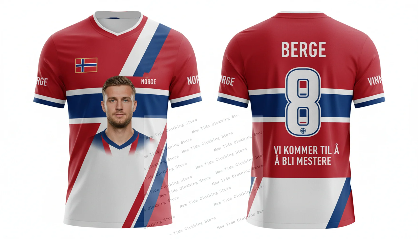 النرويج 2026 كرة القدم كرة القدم جيرسي وتي شيرت للرجال المشجعين سوف نكون أبطال - مروحة نمط العتاد يظهر دعمك هنا #5