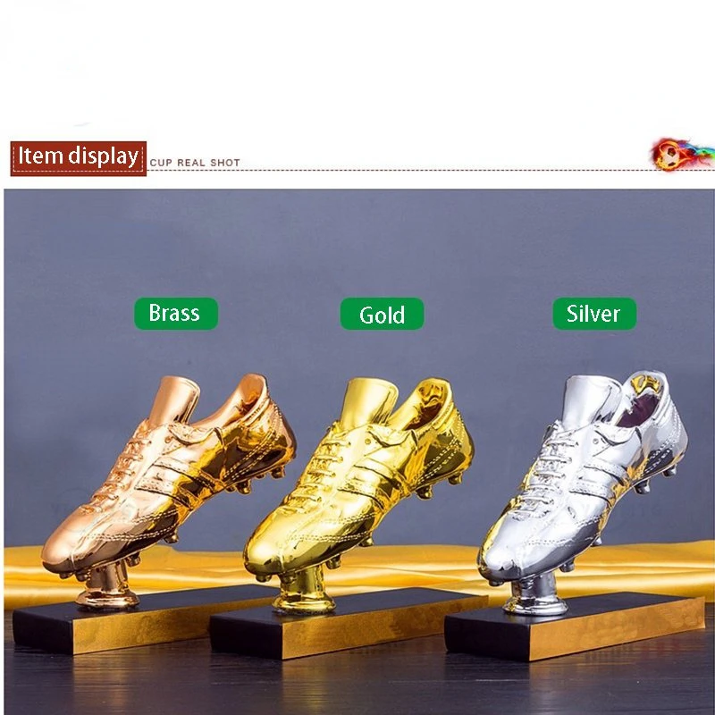 Golden Boot Award  Resin Charms Football Match Soccer Fans Souvenir GOLD Plating Shoe Trophy Gift Home Office Decoration Model