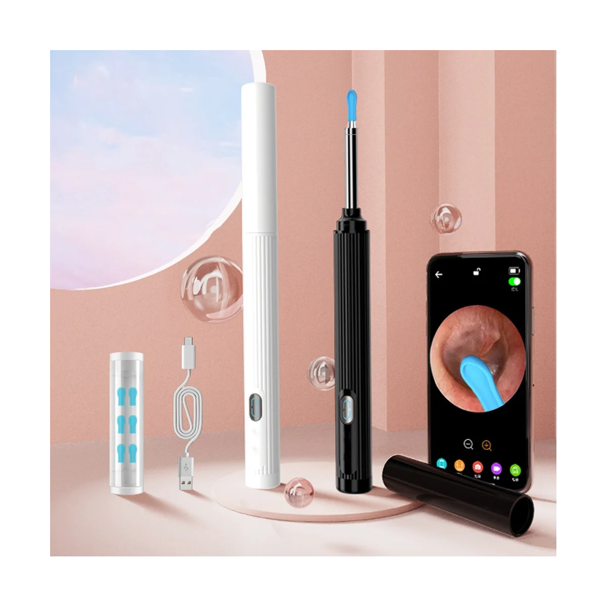 Wireless Smart Visual Ear Picker otoscopio strumento di rimozione del cerume con Kit endoscopio dell'orecchio della fotocamera per la pulizia dell'orecchio dei bambini-A