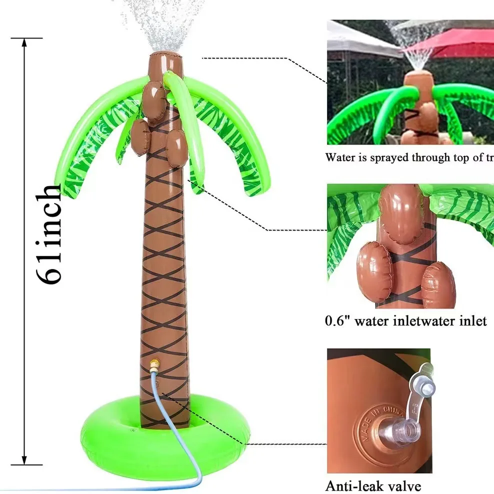 Summer Giant Inflatable Toys Cartoon Coconut Tree Hawaii Beach Swimming Pool Party Spray Sprinkler Inflatable Water Toys