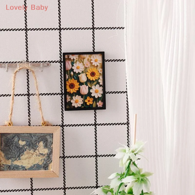 【BS】3Pcs Dollhouse Miniature Picture Frame Mural 1:12 Scale Mini Craft Picture Playing House Ornament Kids Toys