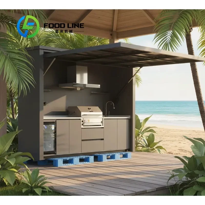 Customized High End Weatherproof Stainless Steel Built In BBQ Grill Island Dual Fuel Propane Natural Gas Smart Outdoor