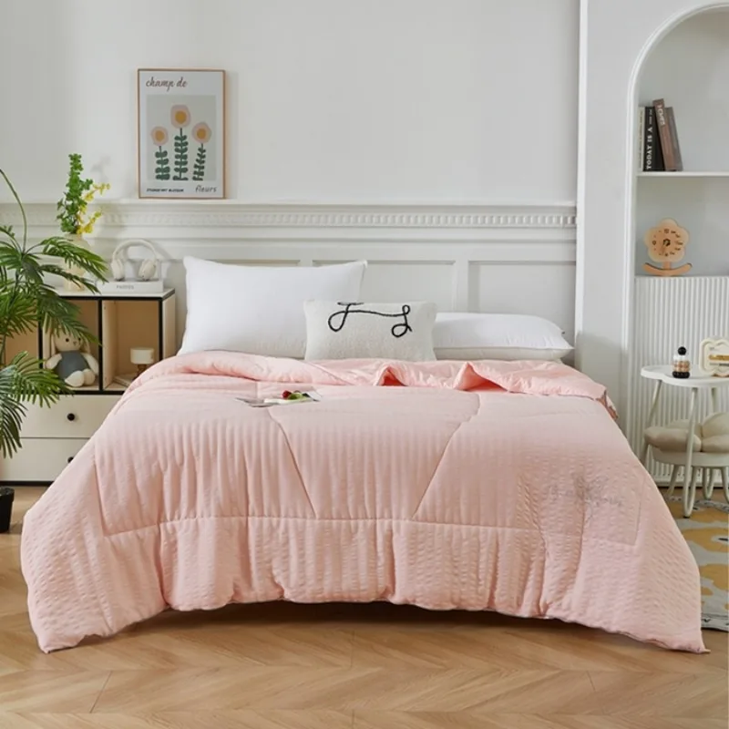 

Solid Color Antibacterial Wrinkle Yarn Washed Cotton Fleece Summer Quilt Spring and Autumn Quilt Available in Four Seasons