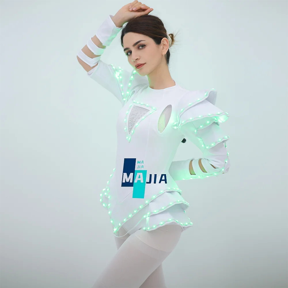 

Woman Led Costume 공연복 dresses sets White Jumpsuit Woman costume ladies Dance Dress Girls