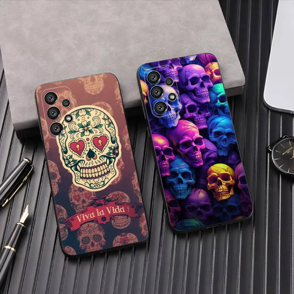 

Mexican Catrina Skull Phone Case For Samsung Galaxy A13,A21s,A22,A31,A32,A52,A53,A71,A80,A91 Soft Black Shell