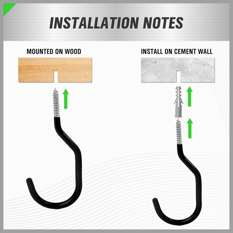 

1 комплект сверхмощных гаражных велосипедных крючков, 6-дюймовые велосипедные крючки для организации гаража, винт для настенного потолка в подвесном крючке-A68X