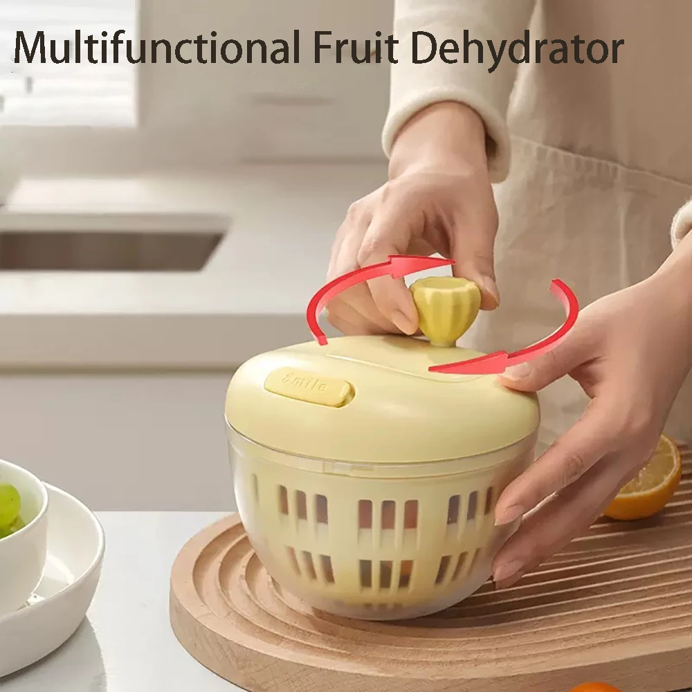 Double-Layer Fruit Vegetable Drain Basket with Lid Multifunctional Fruit Spinner Dehydrator Kitchen Colander Strainer Basin - view 3