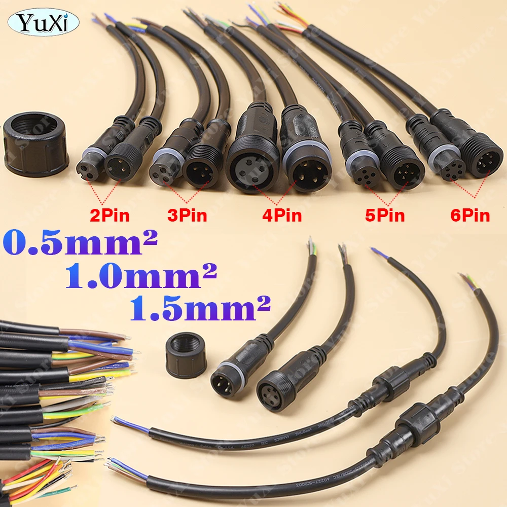 

1-10set Waterproof Wire LED Male to Female Connector Cable LED Light Bar Connector General DC Interface IP67 2Pin 3/4/5/6Pin