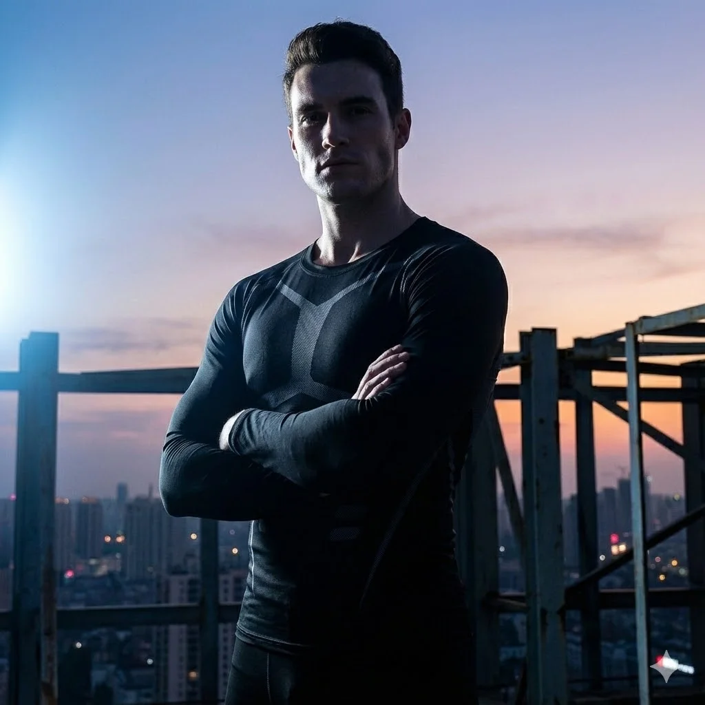 تي شيرت رياضي رجالي مناسب للعضلات، قميص ضغط عالي المرونة وأكمام طويلة قابل للتنفس، ملابس رياضية على شكل طبقة أساسية للحارس #4