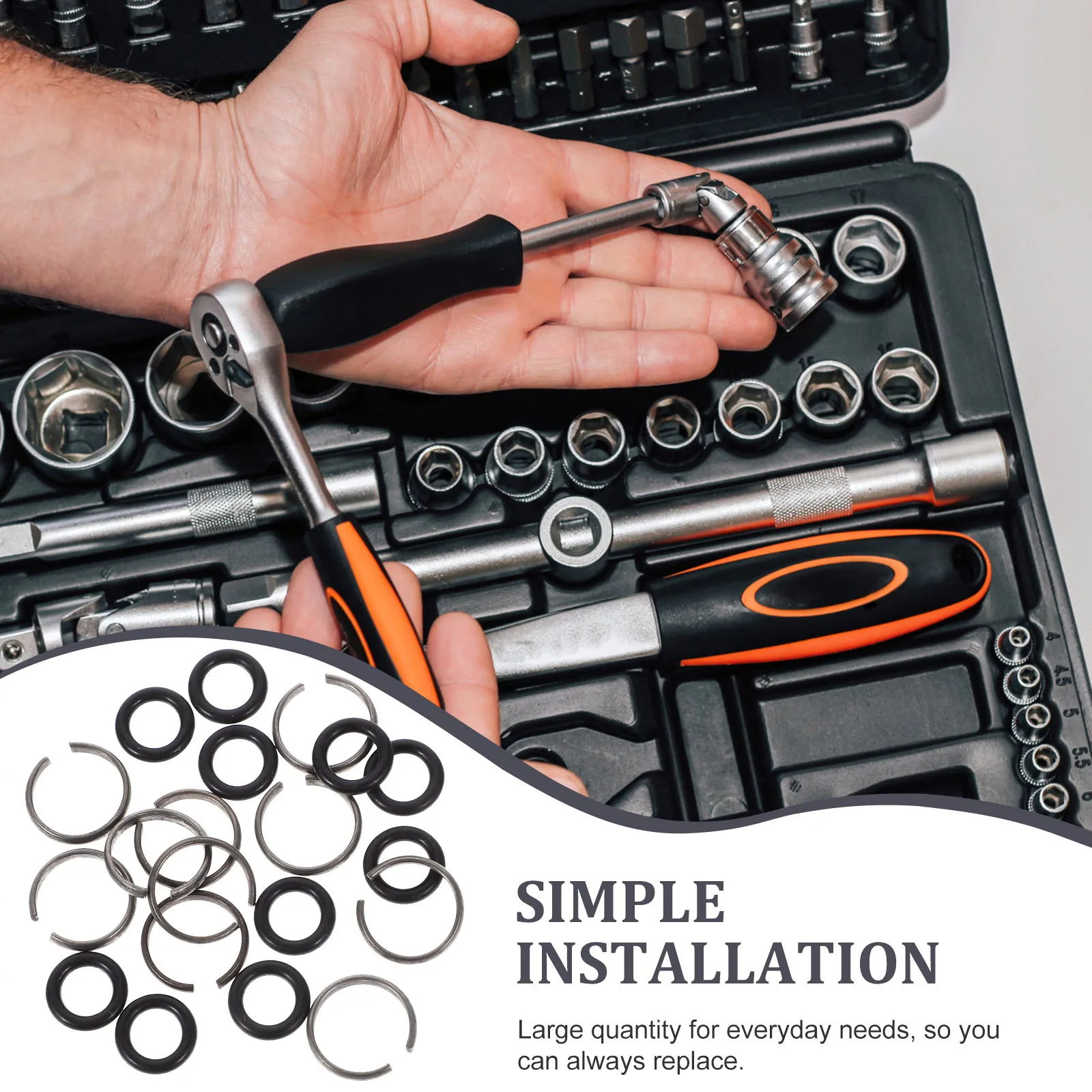 

12 set Charging Wrench Retaining Rings 1/2 Inch Metal Rubber Impact Driver Ring Slip Resistant Durable Replacement