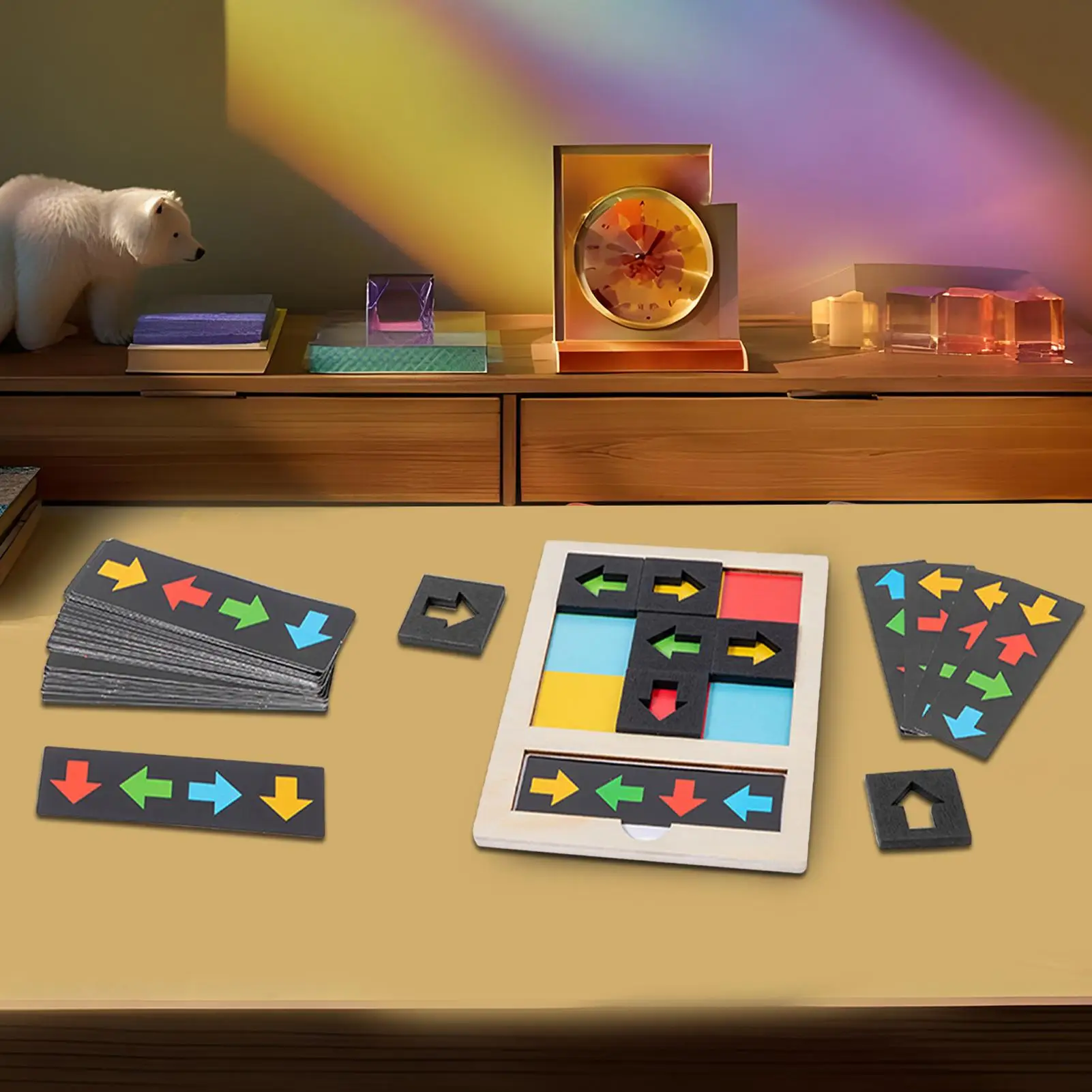Bloco de direção quebra-cabeça de madeira crianças direção cor quebra-cabeça jogo de tabuleiro cognitivo aprendizagem cérebro teaser forma correspondência