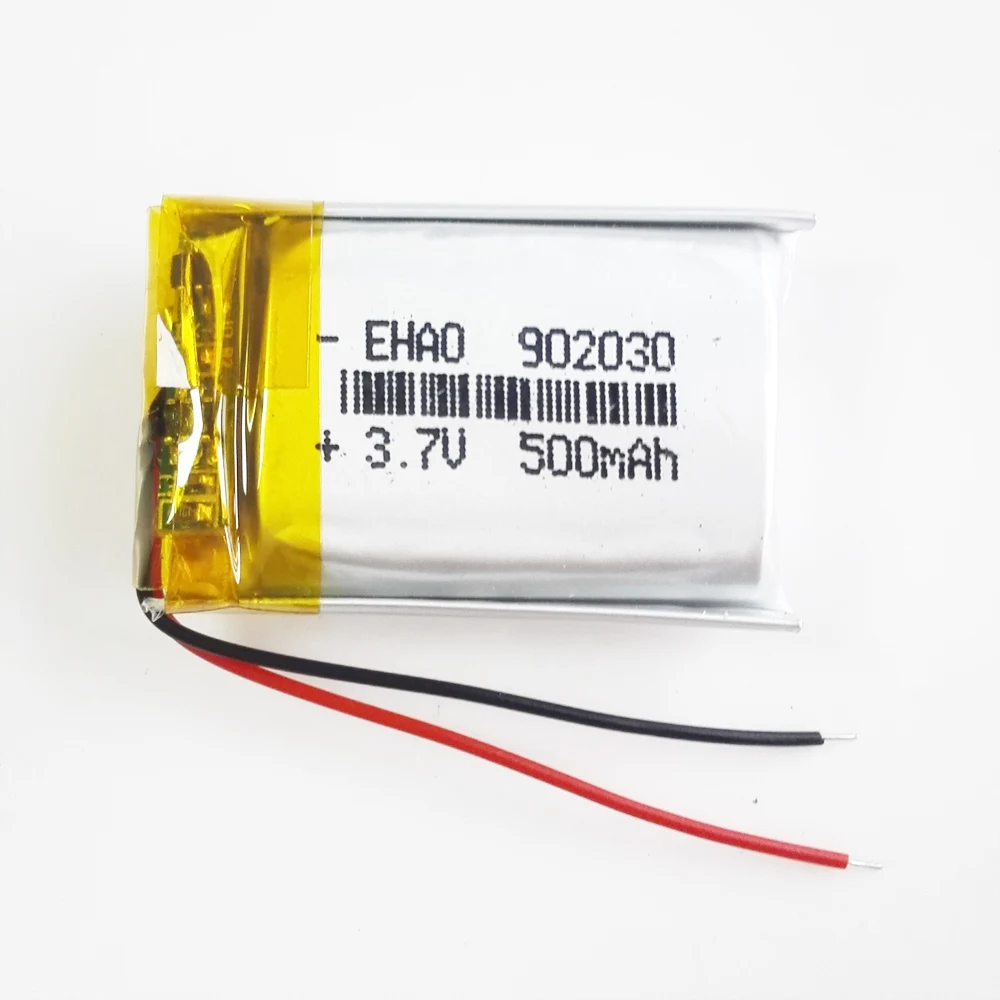 3.7V 500mAh Lithium Polymer LiPo Rechargeable Battery  902030 For Mp3 GPS DVD Vedio Game Camera Speaker Bluetooth