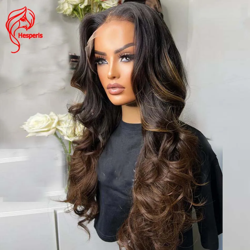 

Hesperis Ombre Human Hair Wig With Highlight Transparnt Lace Front Human Hair Wig Pre Plucked Blonde Highlight For Women