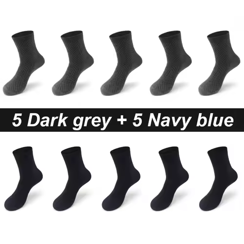 10Pairs/Lot Men's Bamboo Fiber Socks Long Black Business Soft Breathable New High Quality  Autumn for Male Socks Plus Size 39-48 - Image 17