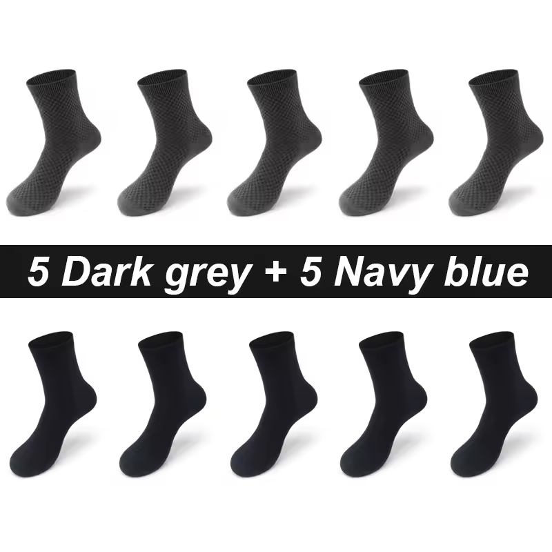 10Pairs/Lot Men's Bamboo Fiber Socks Long Black Business Soft Breathable New High Quality  Autumn for Male Socks Plus Size 39-48 - Image 17