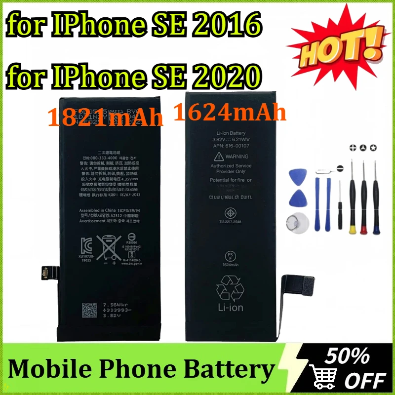 Nieuwe 1624 Mah 1821 Mah Hoge Capaciteit Voor Vervanging Mobiele Telefoon Batterij Voor Iphone Se 2016 Voor Iphone Se 2020 Batterij + Gereedschap