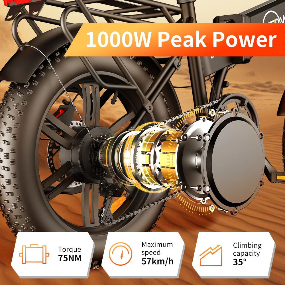 IDOTATA entrega en la UE 1000W bicicleta eléctrica 48V 20AH bicicleta eléctrica de montaña plegable 20 pulgadas neumático ancho bicicleta eléctrica para desplazamientos urbanos 36MPH