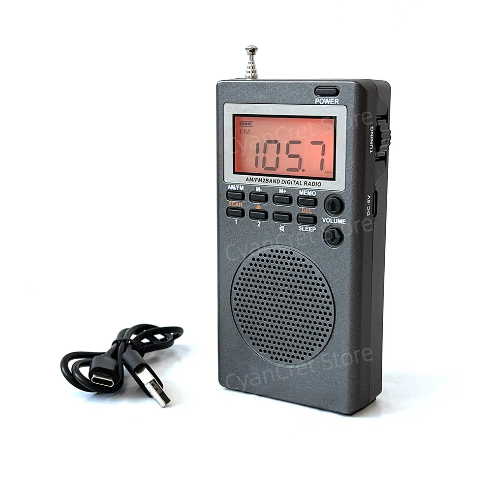 Portable FM/AM Radio Mini Pocket FM AM Digital Receiver 1.8 inch LCD Screen High Sensitivity Roller with Loudspeaker Antenna