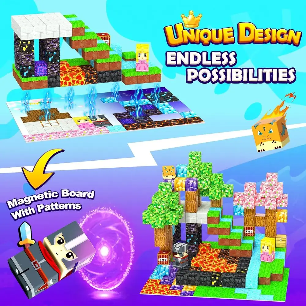자석 블록 세트 - 154개 조각 STEM 장난감, 창의적 놀이를 위한 자석 큐브, 3세 이상