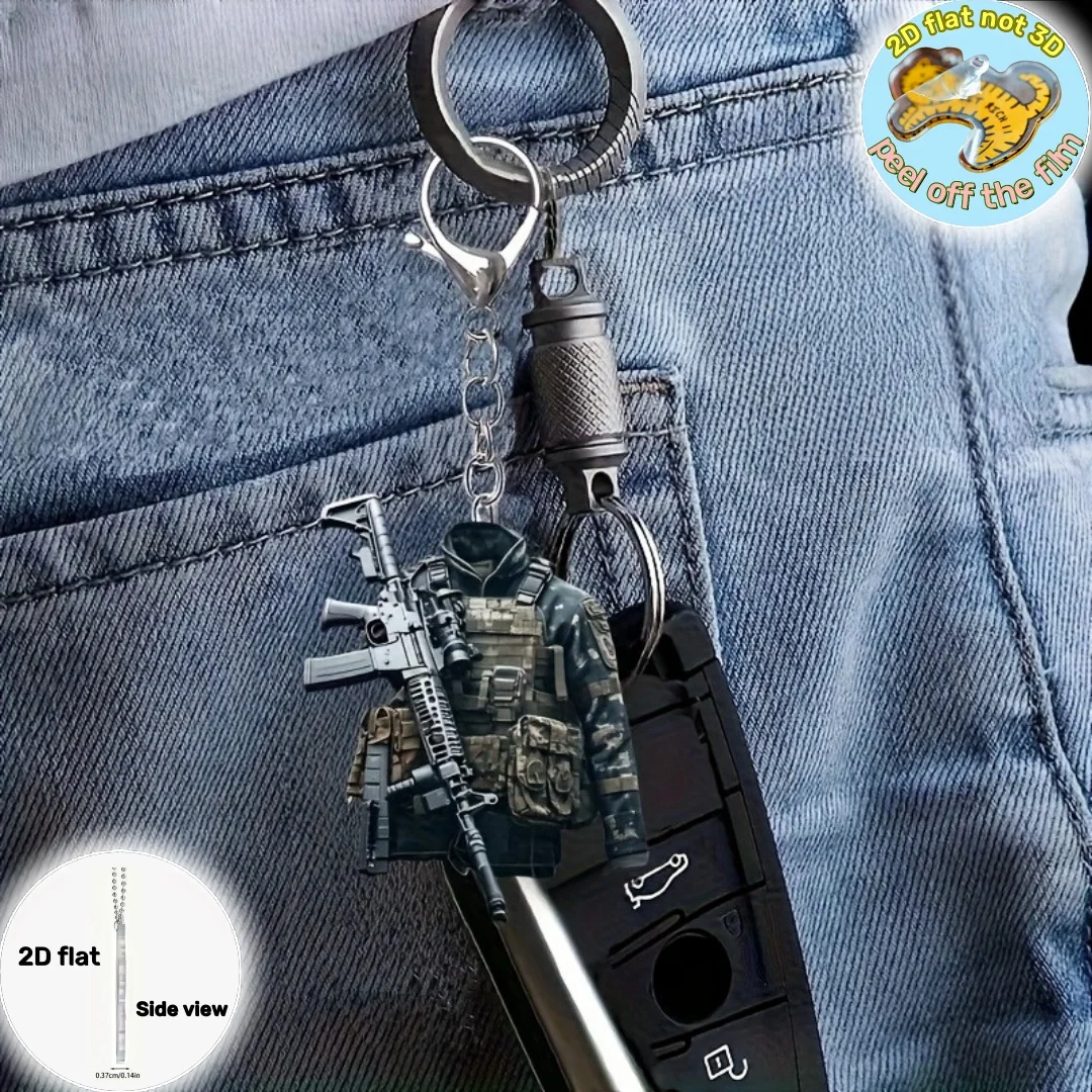 Special Forces Equipment Pendant Keychain,Military-Style 2D Flat Acrylic Ornament,Hanging Decoration for Car,Bags,Festive,Gift view 4