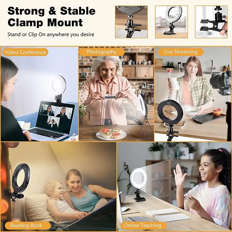 LED Selfie Ring Light 6-inch USB Plug 3-tone Lighting Photography Light Video Recording Live Broadcast Fill Light