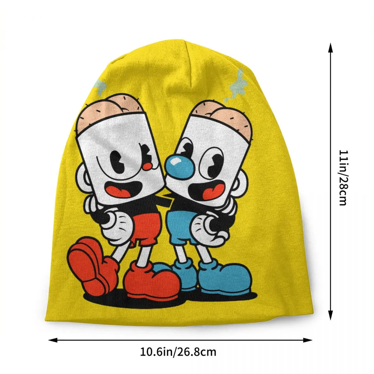 Hot Game Cartoon Cuphead Mugman Skullies Beanies Caps Unisex Winter Warm Knitting Hat Street Adult Bonnet Hats Outdoor Ski Cap