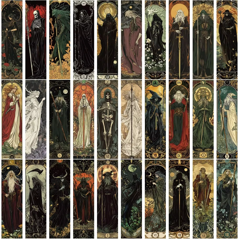 30 Dark Wizard Bookmarks With Gothic Magic Designs, Perfect Little Gifts,Great For Book Lovers,Fantasy Fans,And Halloween Favors