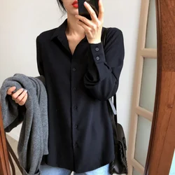 2024 Autumn New Long Sleeve Women Shirts Fashion Turn Down Collor Chiffon Blouses Office Lady Elegant Loose Tops