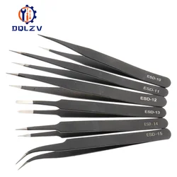 Precision Tweezers Set ESD Anti-Static Stainless Steel Tweezers Repair Tools for Electronics Repair Soldering Craft