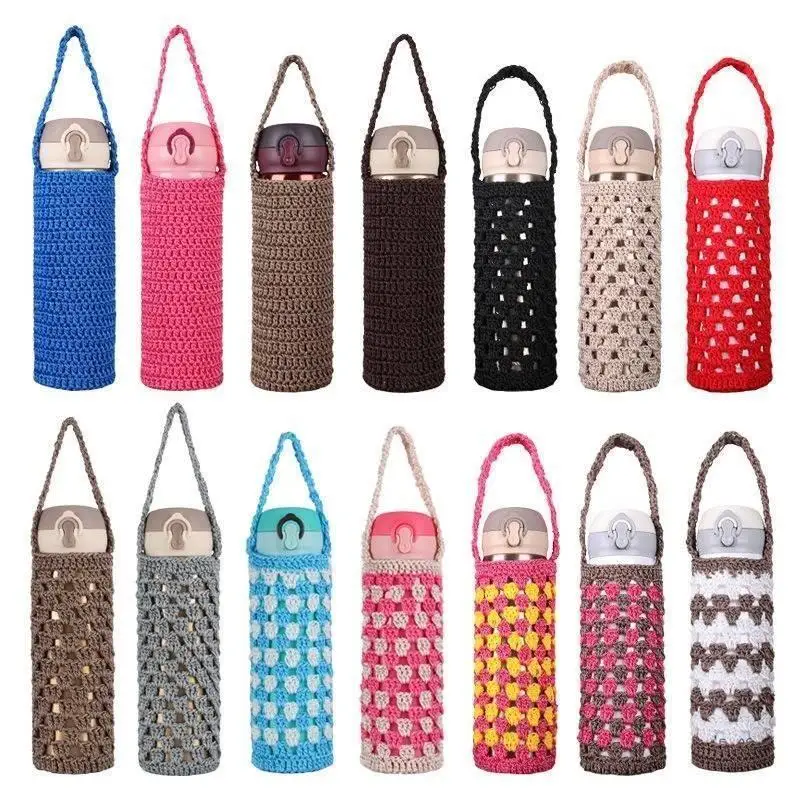 

Handwoven Cup Holder Tea Cup Sve Faionable Insulated Water Bottle Cozy Heat-Resistant Hanrted Net ket for Kids