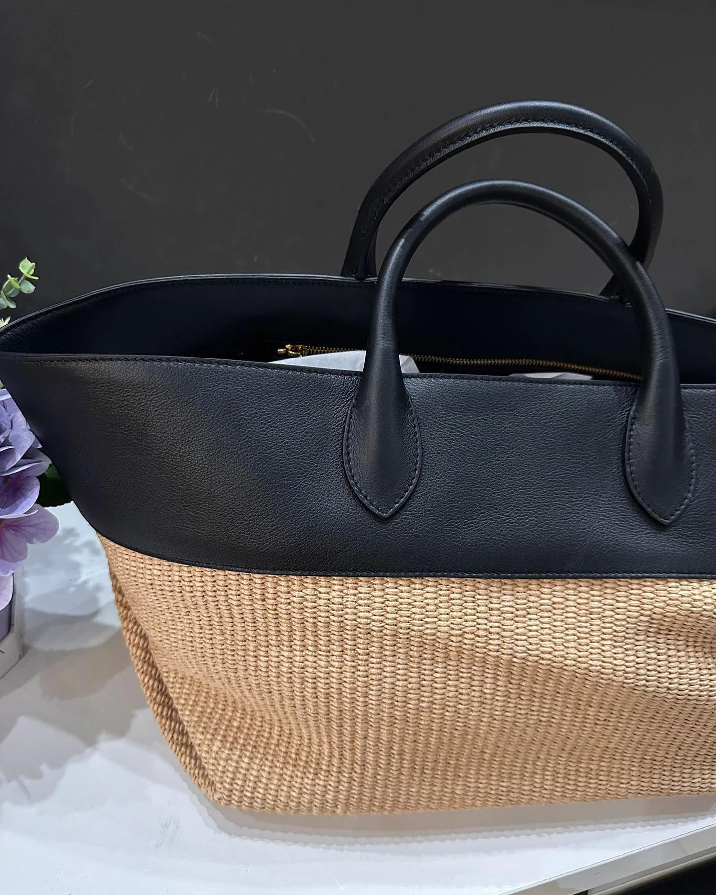 New Straw Shoulder Bag For Women Large Capacity Rattan Handle Splicing Beach Bag Travel Vacation Woven Totes Bag