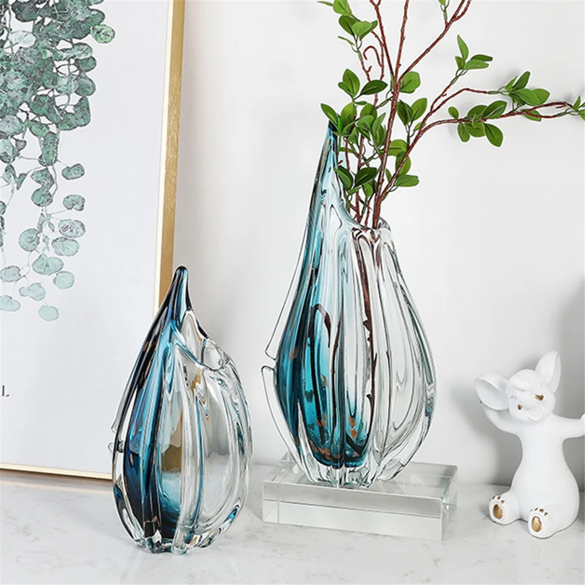 Glass Vase Decoration Living Room Flower Arrangement Dining Table Porch Transparent Water Flower Machine A