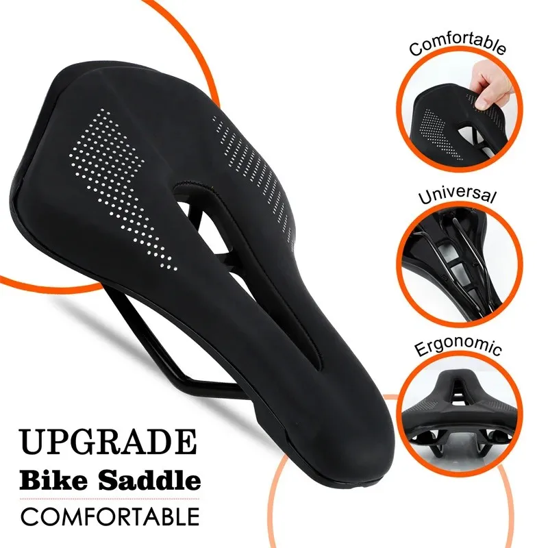 Ultralight Mountain Bicycle Saddle MTB Short Nose Road Bike Seat PU Leather Hollow Prostatic Saddle Bicycle Parts A