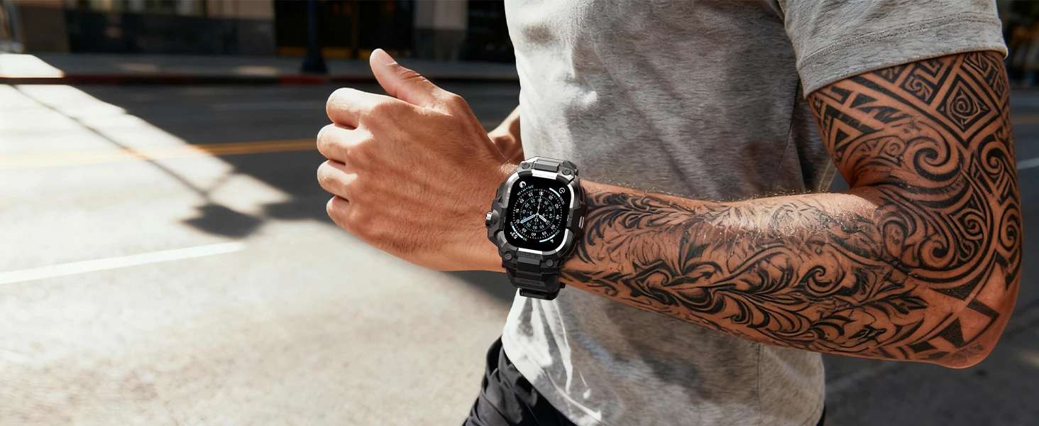 Band Case for Apple Watch Ultra 4/3 49mm 46mm 45mm 44mm TPU Bracelet Metal Cover for Iwatch 11 10 9 8 7 6 5 4 SE Tactical Strap
